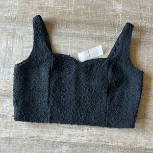 Abercrombie & Fitch Tweed Crop Tank Top Sweetheart Neckline Black M Preppy NEW